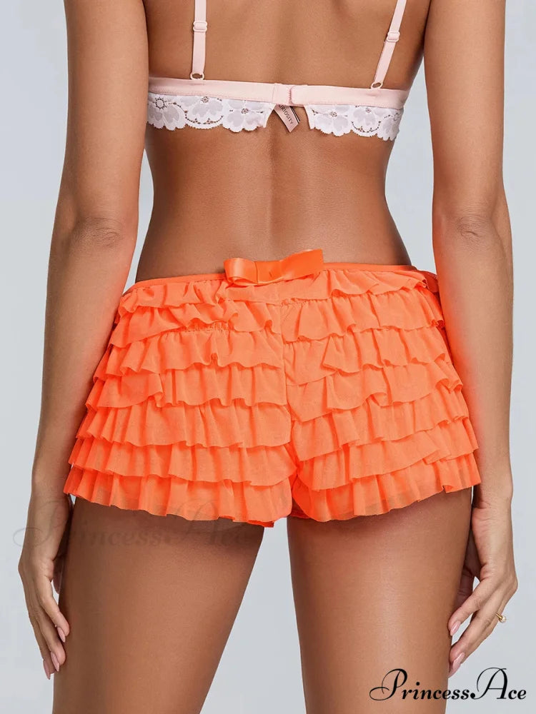 Frilled Layered Rear Ribbon Short short-250223