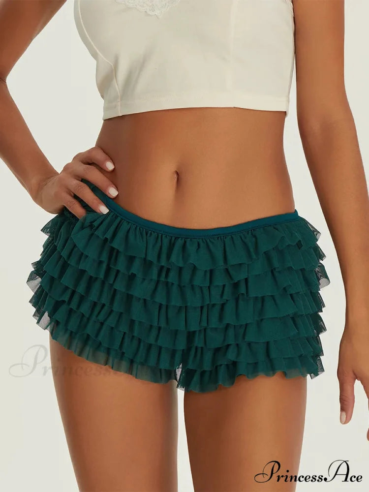 Frilled Layered Rear Ribbon Short short-250223