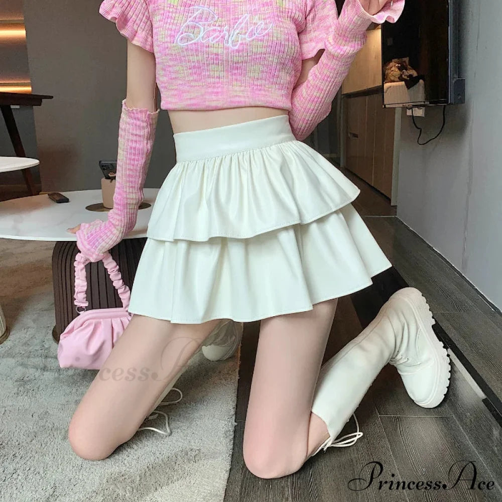 Frilled Leather Gothic Skirt skirts-250223