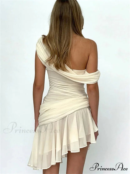 Frilled Net Patchwork Mini Dress minidress-250223