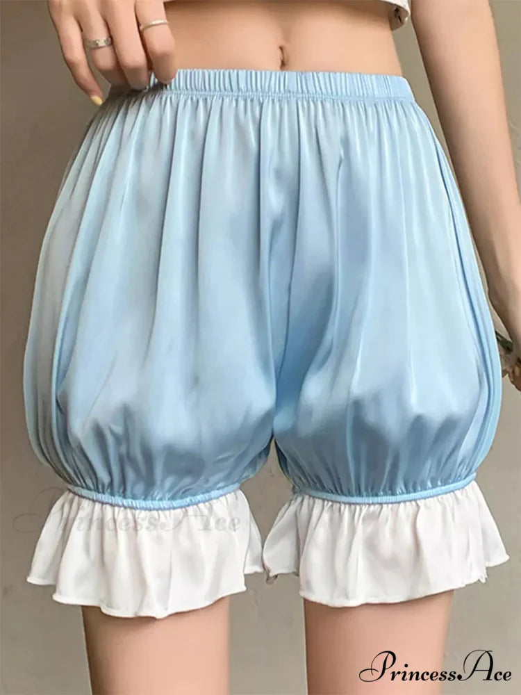 Frilled Silk Lolita Bloomer Short SKY BLUE / S short-250223