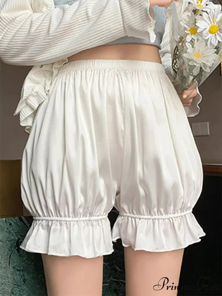 Frilled Silk Lolita Bloomer Short WHITE / S short-250223