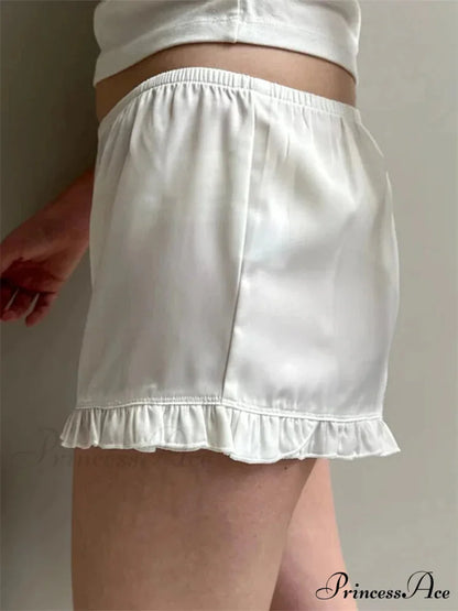 Frilled Stretchy Low Waist Short short-250223