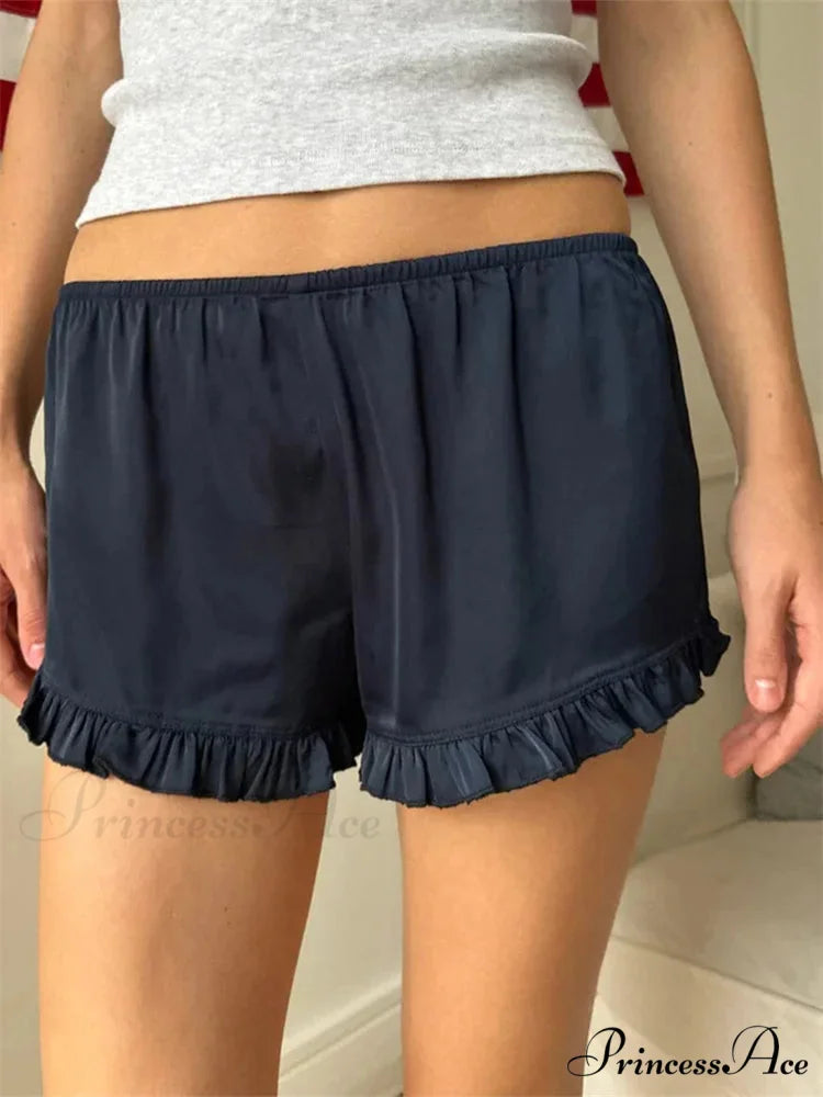 Frilled Stretchy Low Waist Short black / S short-250223