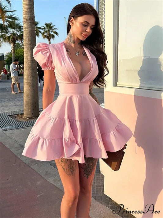 Frilled Tied-Up Sleek Mini Dress minidress-250223