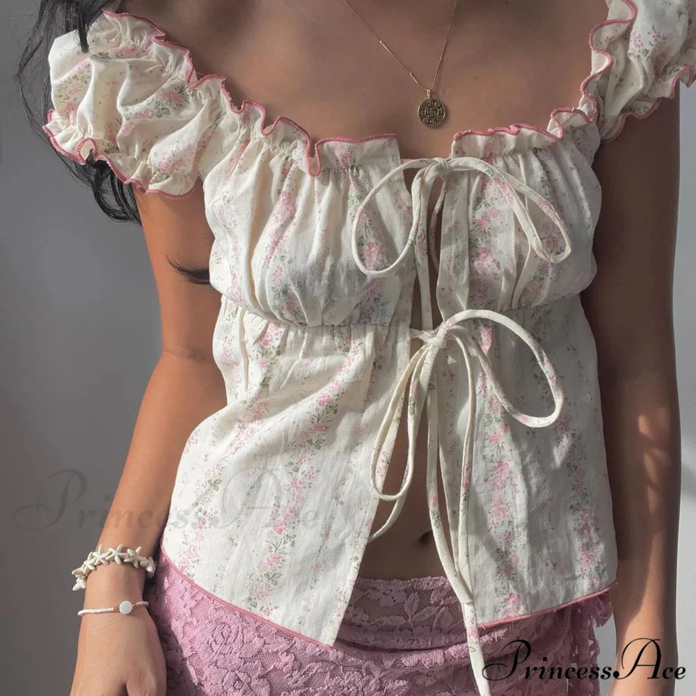 Frills Bind-Up Hat Crop Top white / S croptop-250223