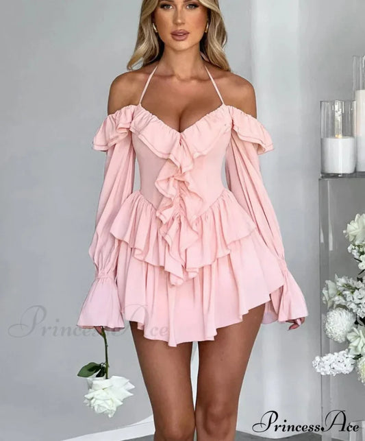 Frilly Flounce Sleeve Short Dress minidress-250223