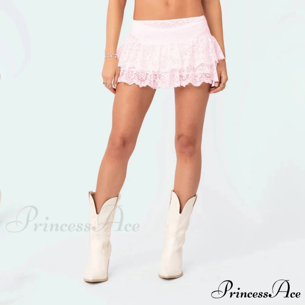 Frilly Flounce Tiered Bloomer Skirt Pink / S skirts-250223