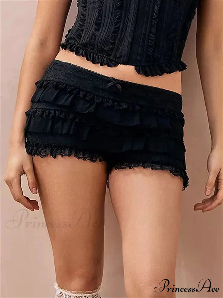 Frilly Frill Stretchy Waist Short black / S short-250223
