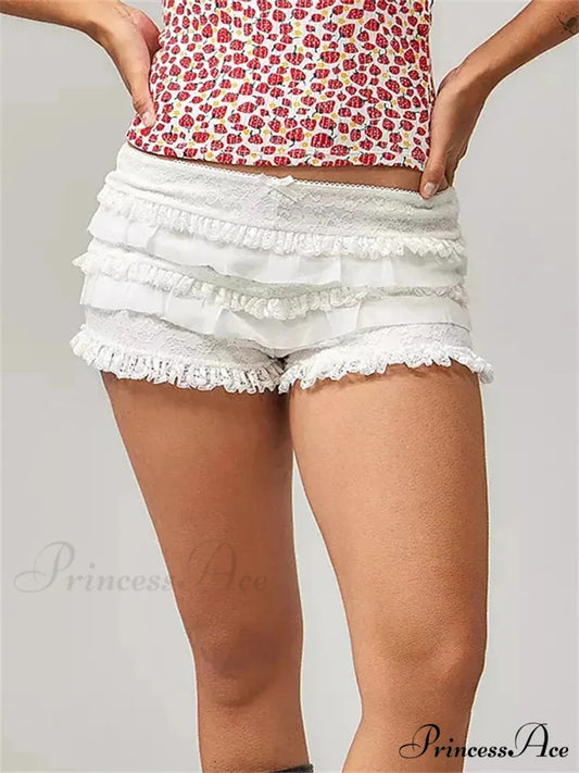Frilly Frill Stretchy Waist Short white / S short-250223