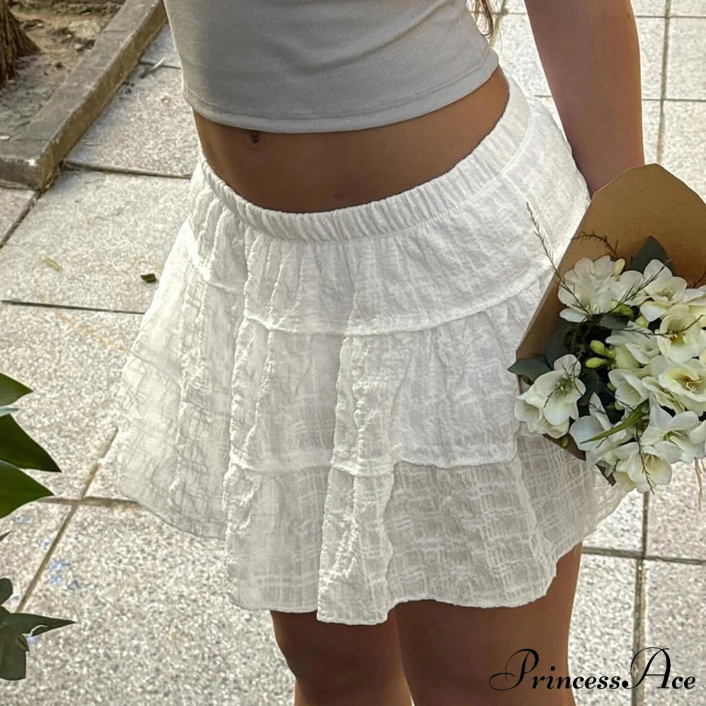 Frilly Petite Skirt with Shorts Skirt WHITE / S skirts-250223
