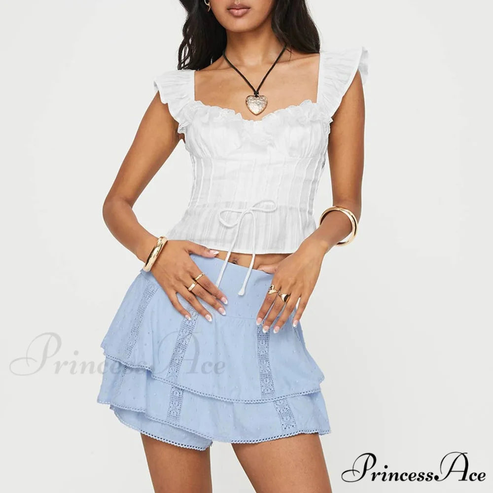 Frilly Ruffles Fasten-Up Crop Top croptop-250223