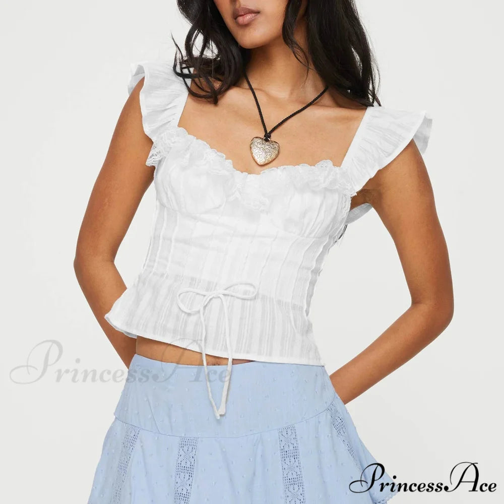 Frilly Ruffles Fasten-Up Crop Top croptop-250223