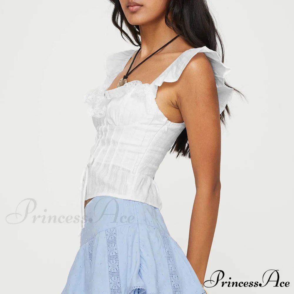 Frilly Ruffles Fasten-Up Crop Top croptop-250223