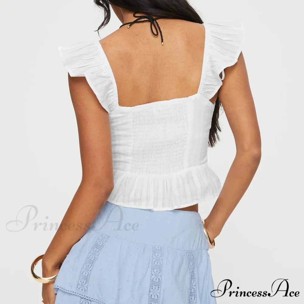 Frilly Ruffles Fasten-Up Crop Top croptop-250223