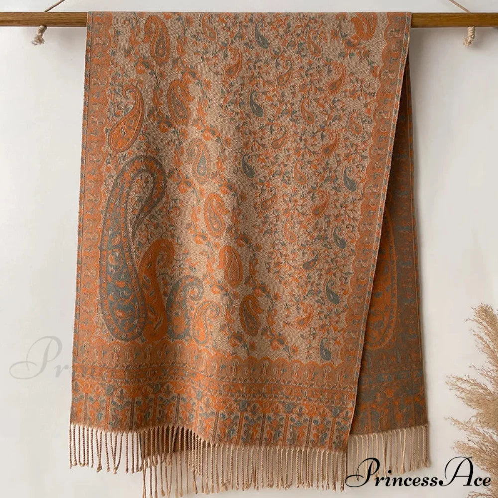 Fringe Cover Cashmere Pashmina Wrap Color2 scarf-241228