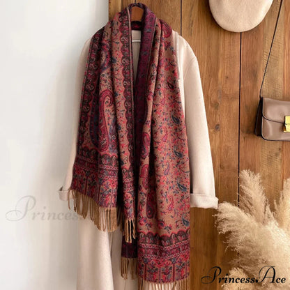 Fringe Cover Cashmere Pashmina Wrap scarf-241228