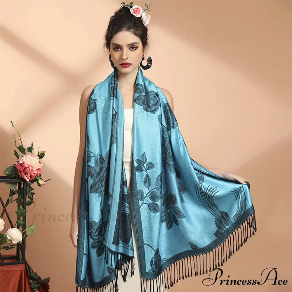Fringe Cover Design Cashmere Wrap blue 1 scarf-241228