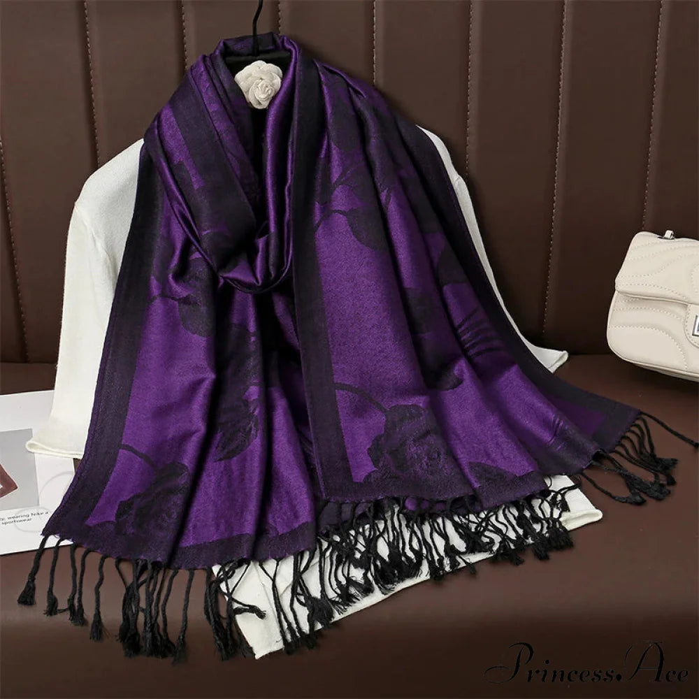 Fringe Cover Design Cashmere Wrap purple 1 scarf-241228