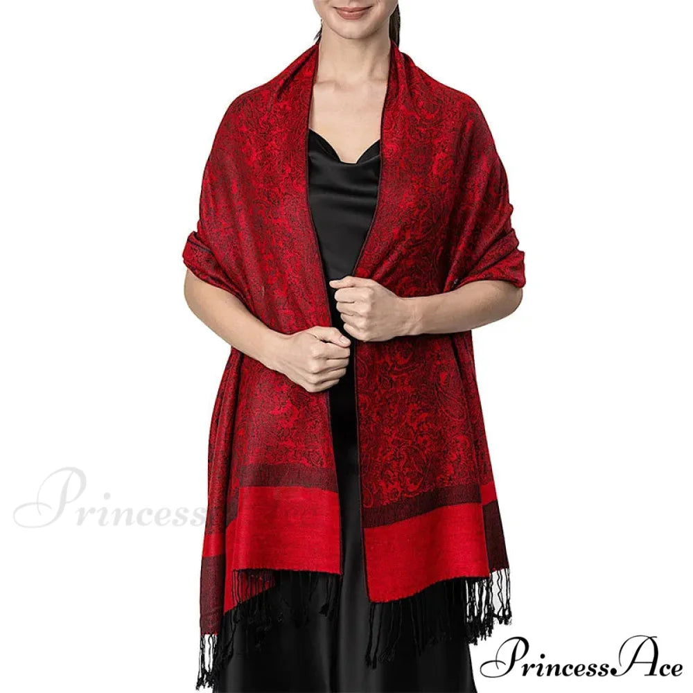 Fringe Cover Design Cashmere Wrap red 1 scarf-241228