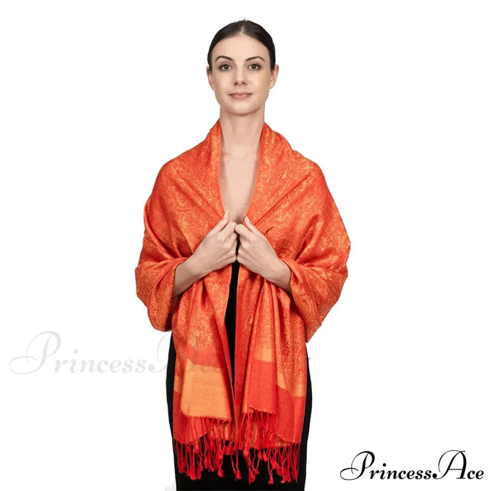 Fringe Cover Design Cashmere Wrap red 2 scarf-241228