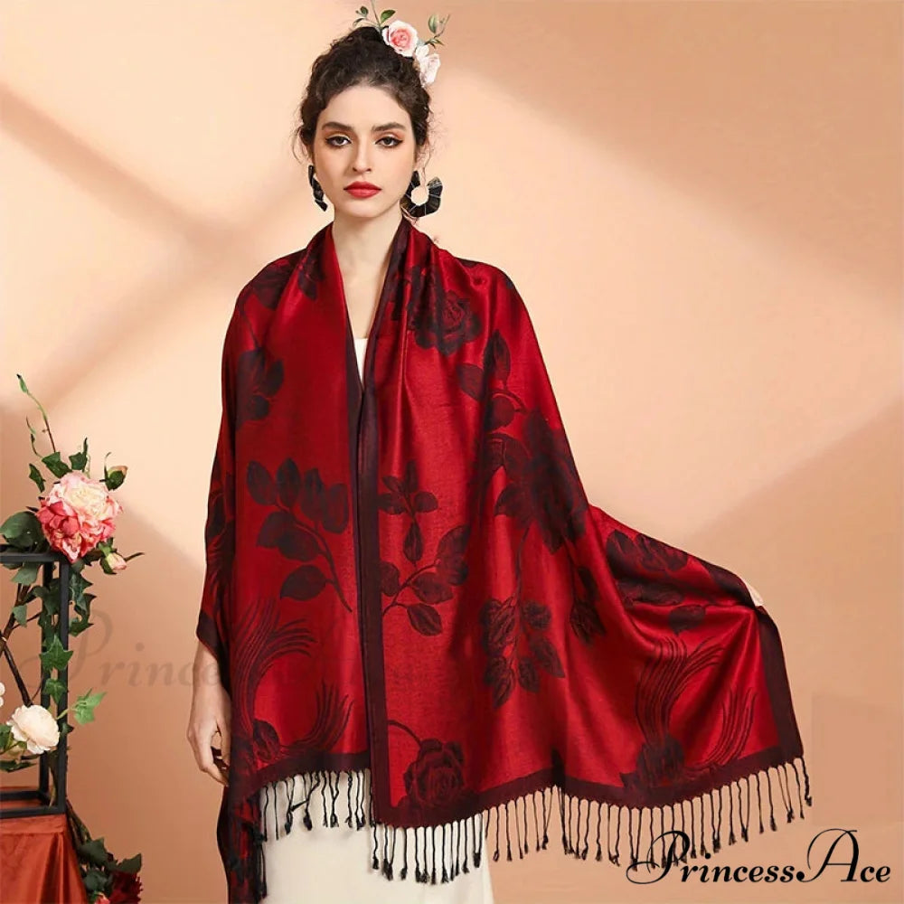 Fringe Cover Design Cashmere Wrap red 3 scarf-241228