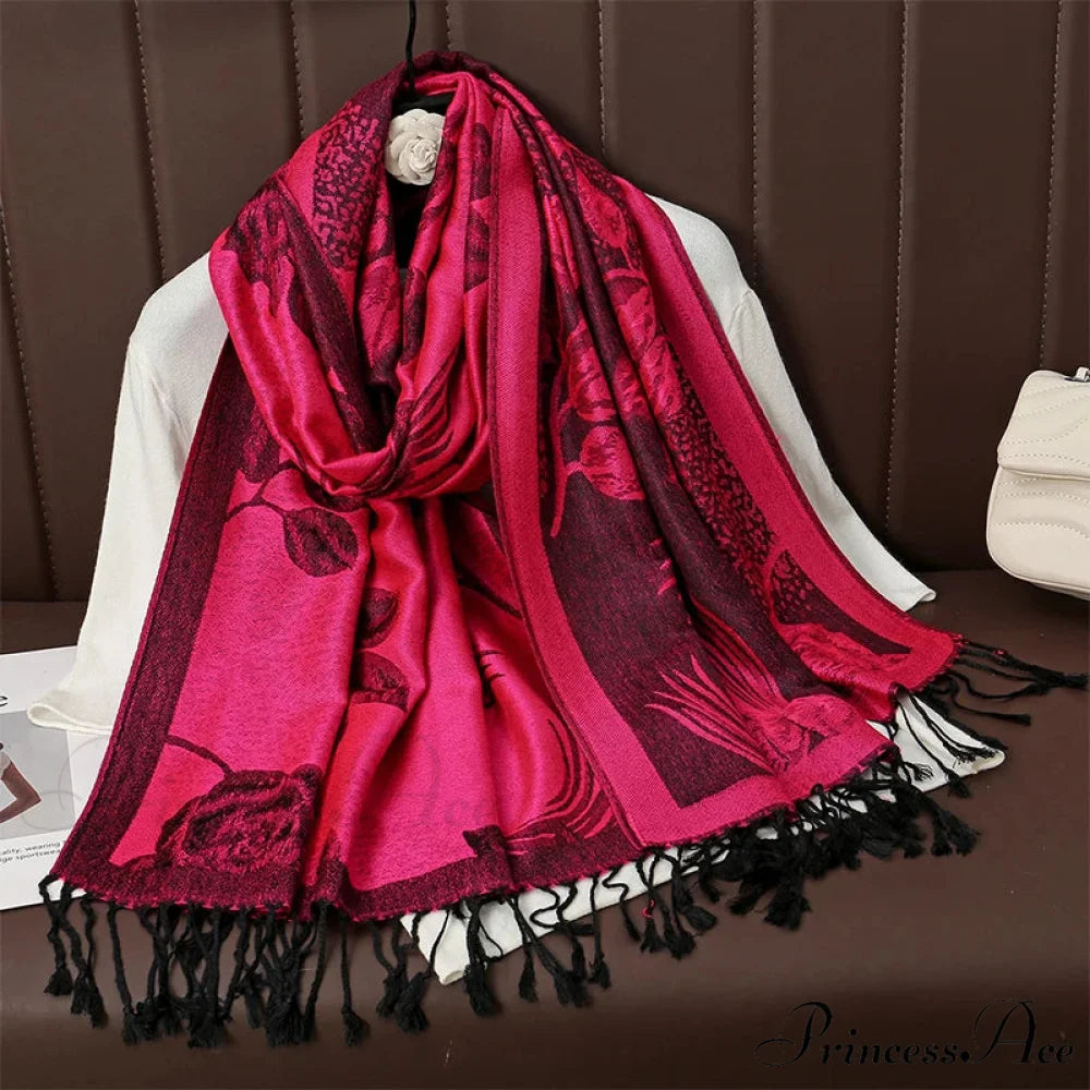 Fringe Cover Design Cashmere Wrap scarf-241228