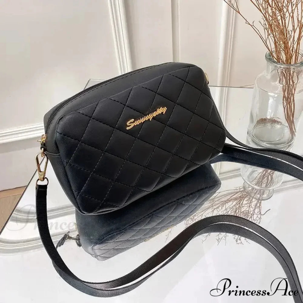 Fringe Stitching Camera Crossbody Bag Black crossbody-250126