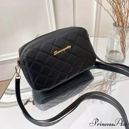Fringe Stitching Camera Crossbody Bag Black crossbody-250126