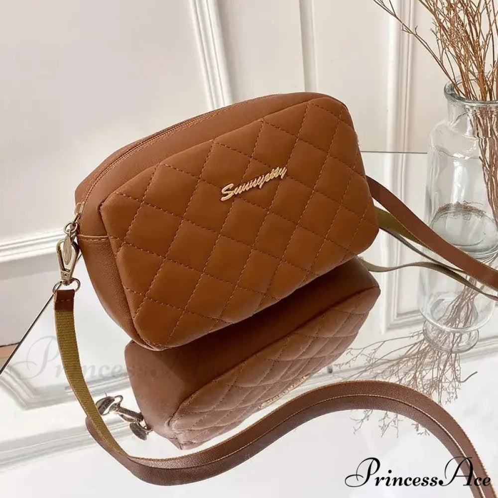 Fringe Stitching Camera Crossbody Bag Brown crossbody-250126