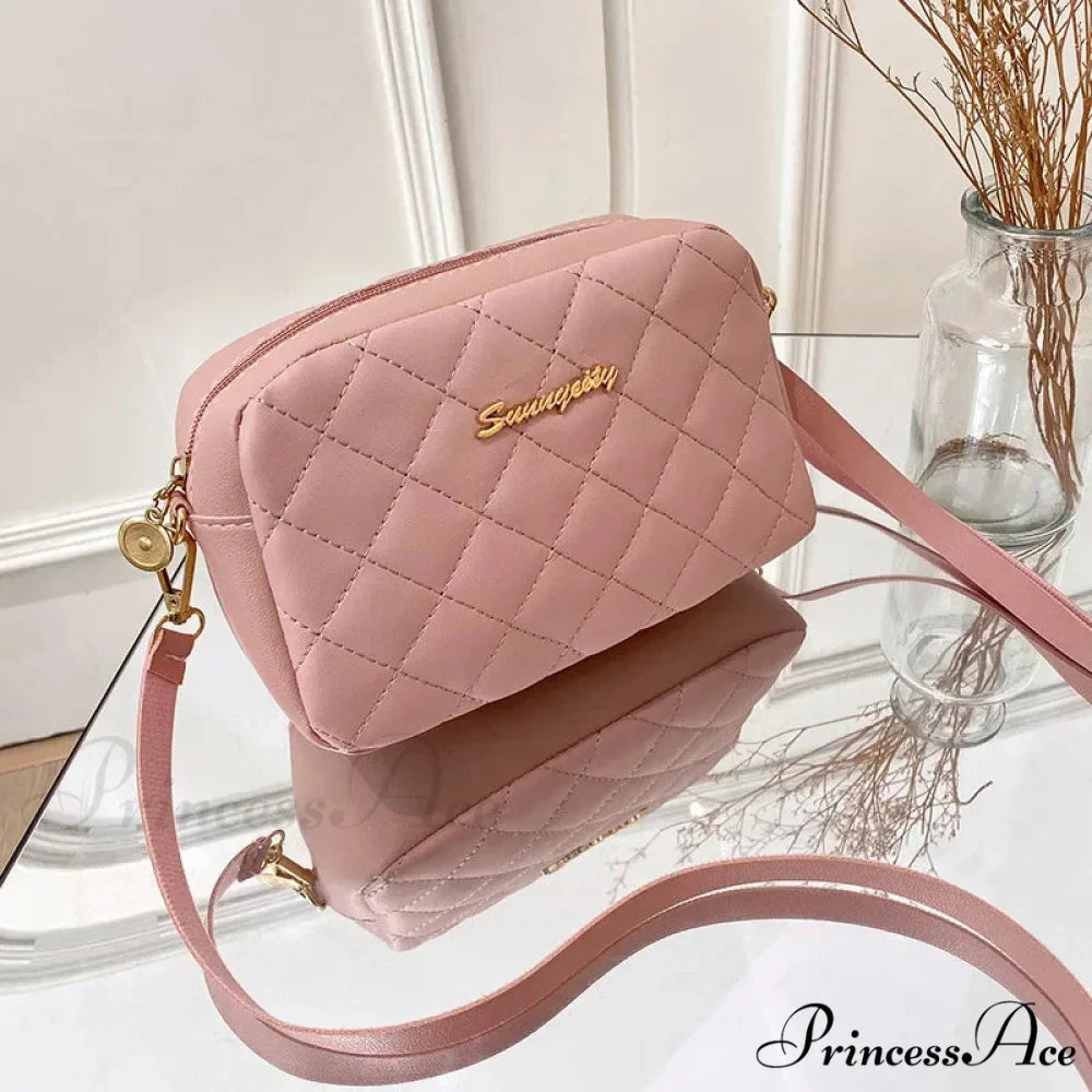 Fringe Stitching Camera Crossbody Bag Pink crossbody-250126