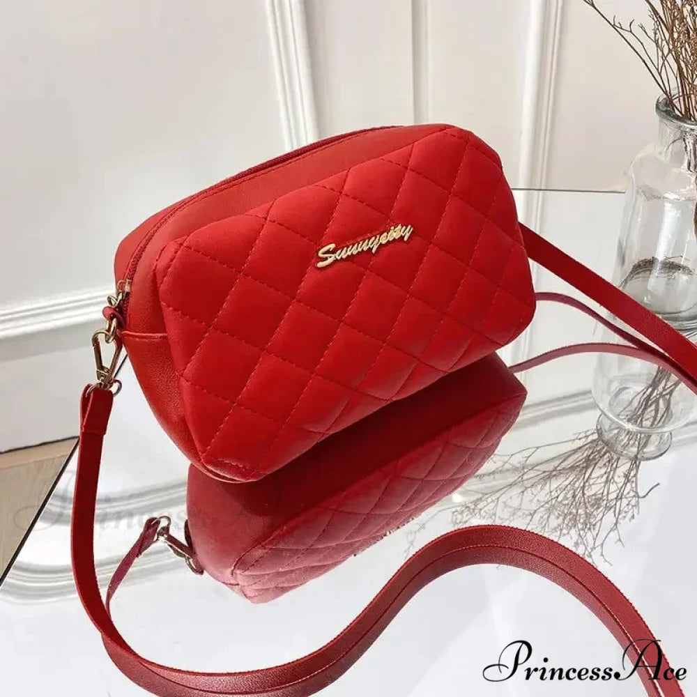 Fringe Stitching Camera Crossbody Bag Red crossbody-250126