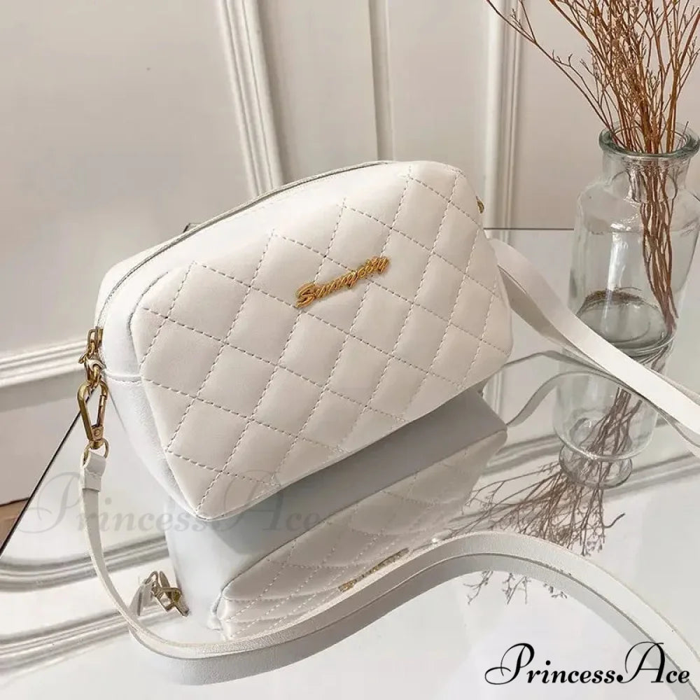 Fringe Stitching Camera Crossbody Bag White crossbody-250126