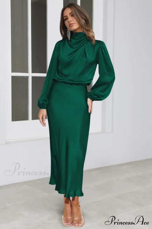 From The Source Charming High Neck Bridal Dress S / Emerald
