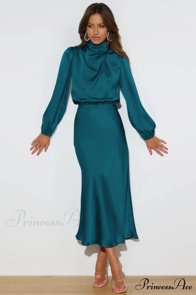 From The Source Charming High Neck Bridal Dress S / Teal