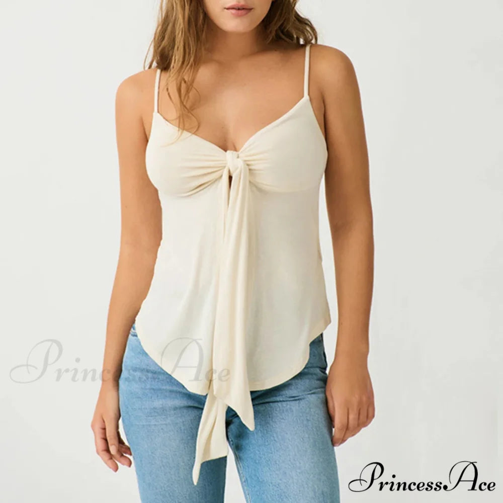 Front Division Bind Knot Crop Top white 1 / S croptop-250223