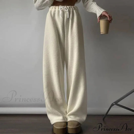 Frosty Fleece Simple Retro Women Pants pants-241228