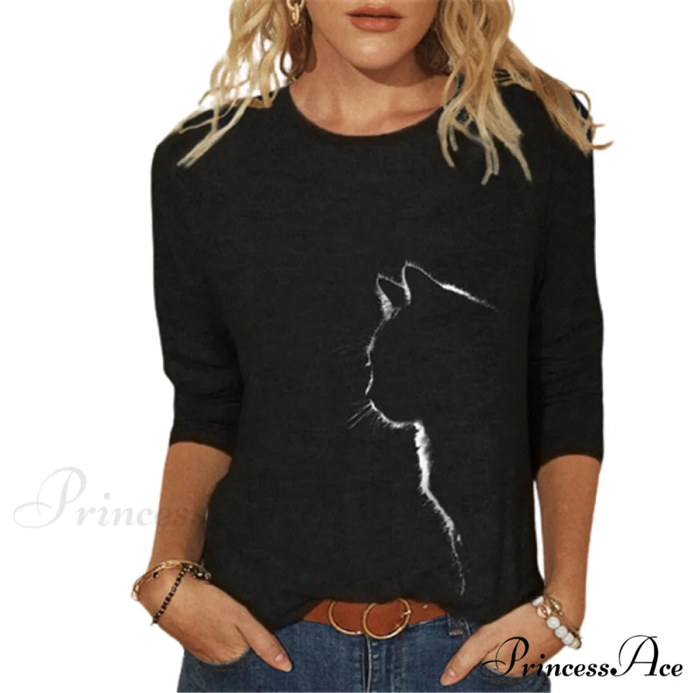 Funny Cat 3D Print Long Sleeve T-Shirts 2 / S