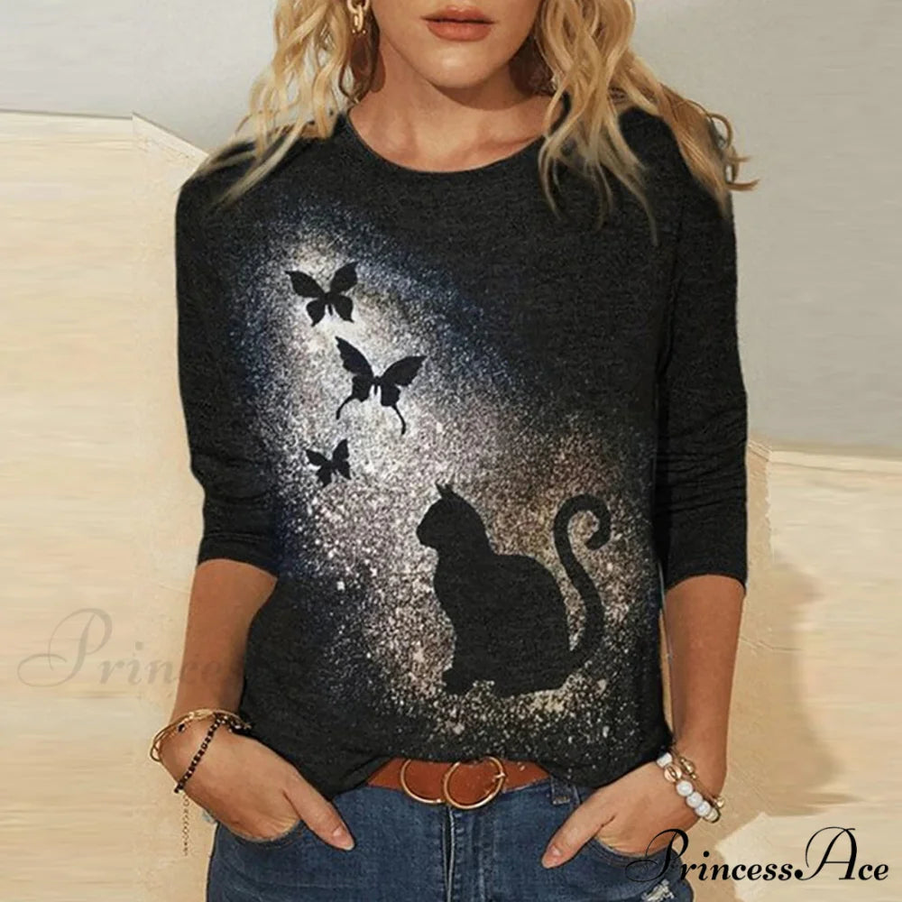 Funny Cat 3D Print Long Sleeve T-Shirts 7 / S