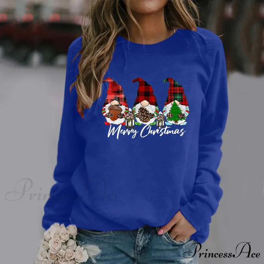 Funny Dwarf Letter Print Loose Casual Y2K Long Sleeve Warm Christmas Hoodie Blue / M Christmas Hoodies-L