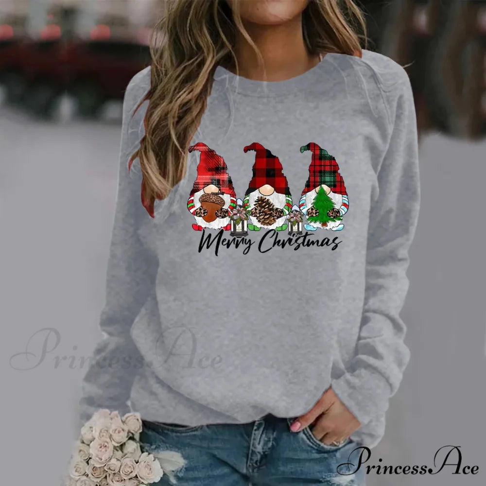 Funny Dwarf Letter Print Loose Casual Y2K Long Sleeve Warm Christmas Hoodie Grey / M Christmas Hoodies-L