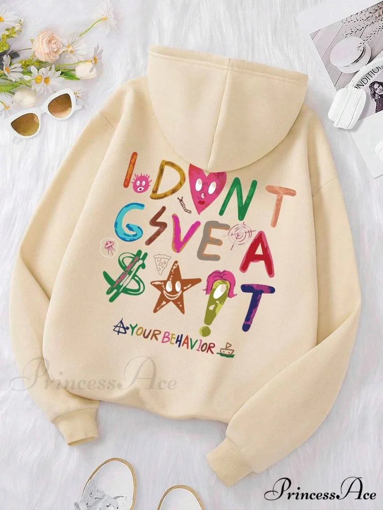 Funny Oversized Fleece Cozy Casual Hoodie Beige / S