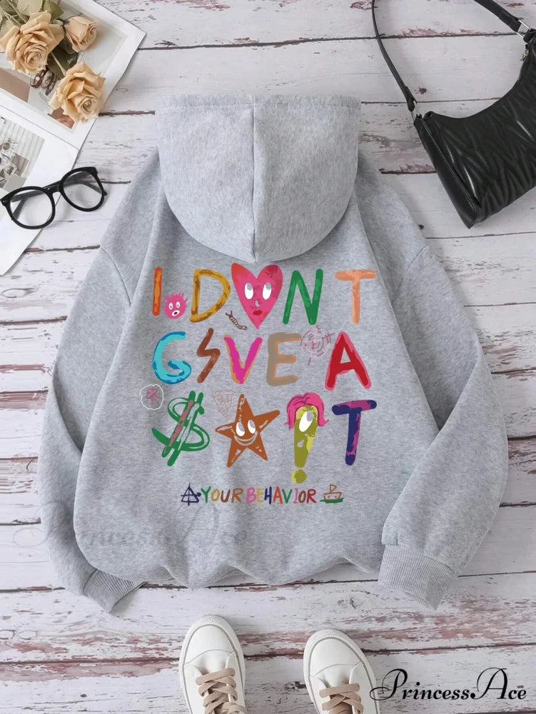 Funny Oversized Fleece Cozy Casual Hoodie Gray / S