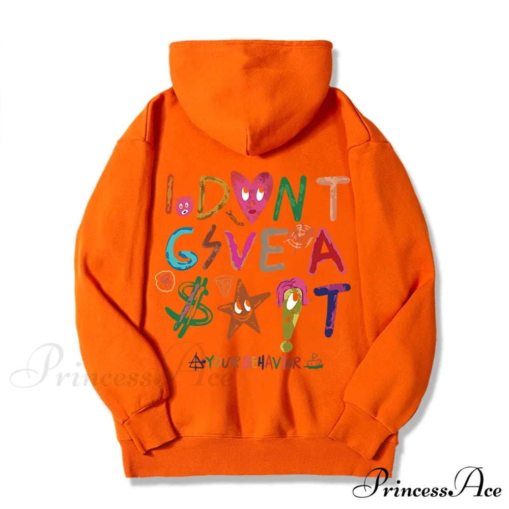 Funny Oversized Fleece Cozy Casual Hoodie Orange / S