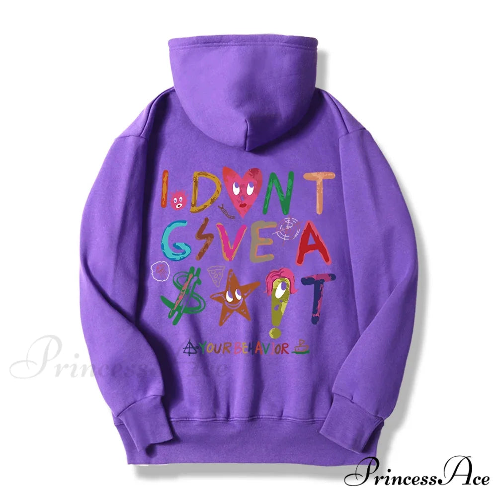 Funny Oversized Fleece Cozy Casual Hoodie Purple / S