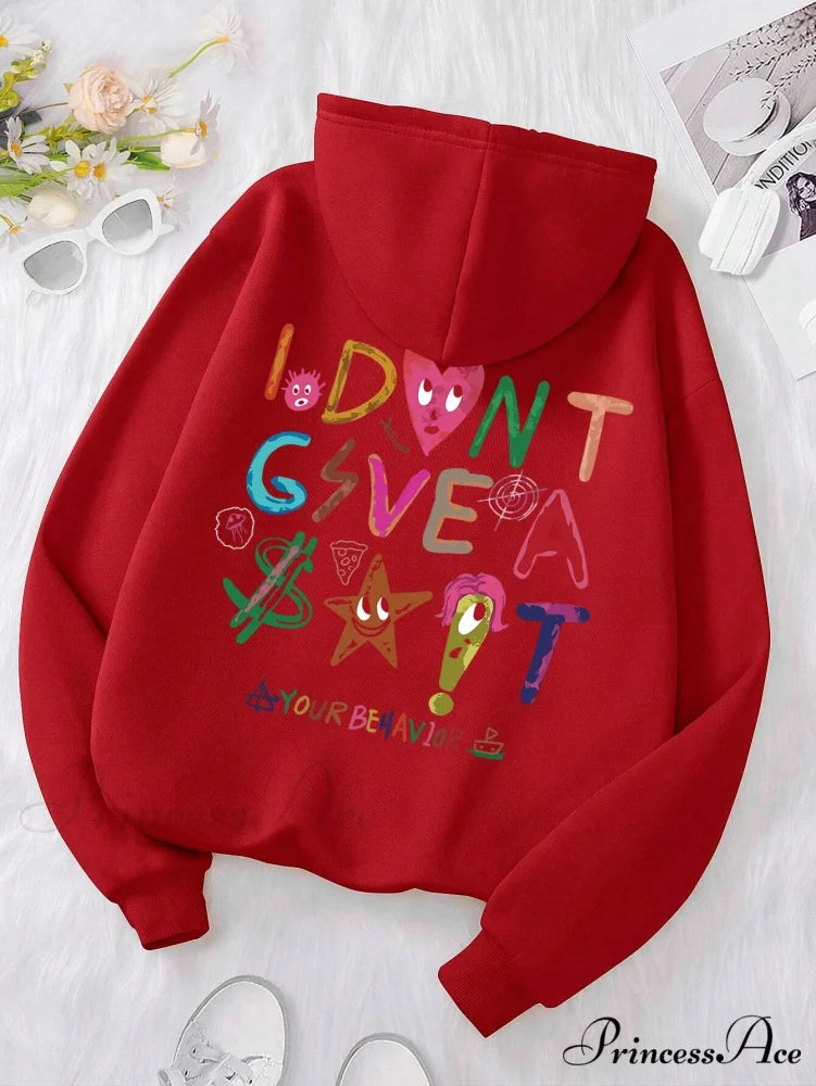 Funny Oversized Fleece Cozy Casual Hoodie Red / S