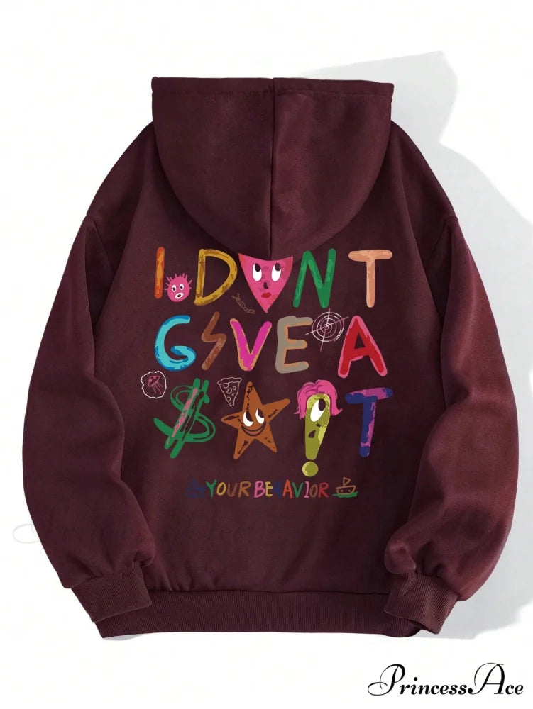 Funny Oversized Fleece Cozy Casual Hoodie Wine Red / S