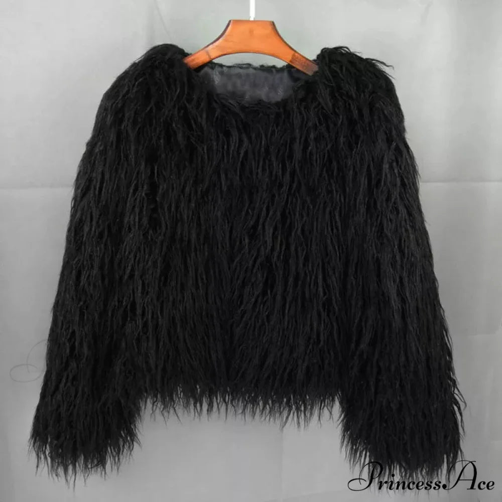 Fur Elegant Fringe Coat black / S