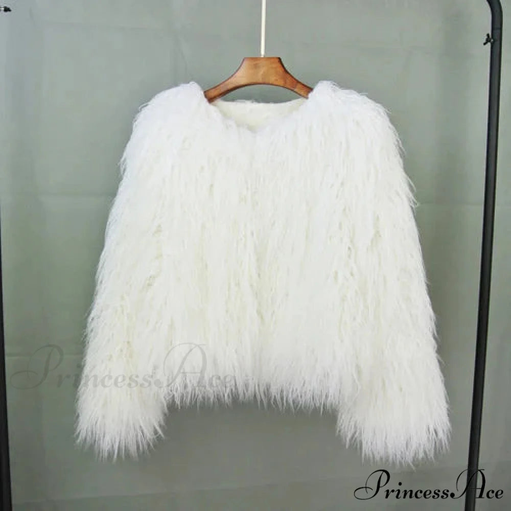 Fur Elegant Fringe Coat white / S