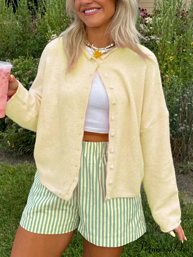 Furry Button-Front Extended Sleeve Knit Cardigan beige / S cardigans-241228